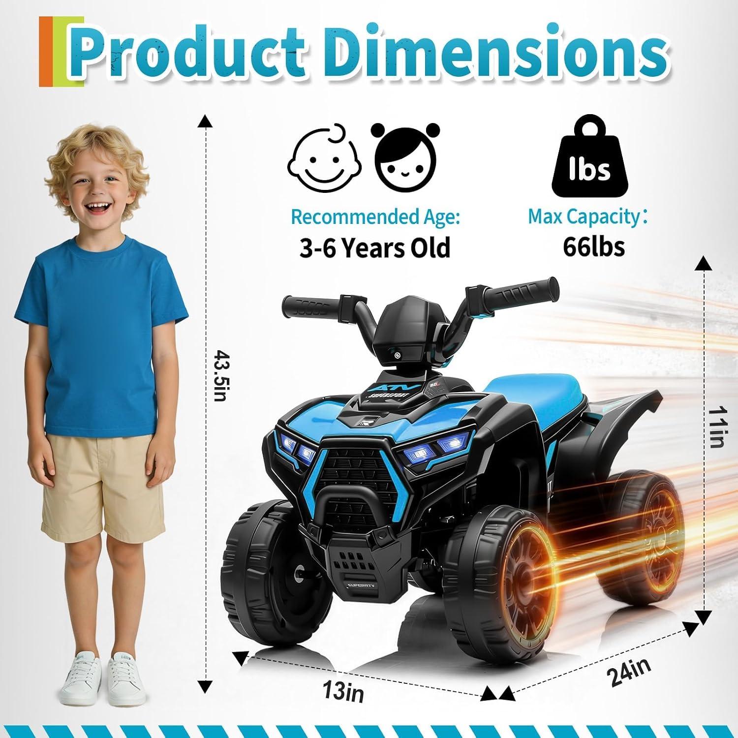 6V Blue Kids Ride‑On ATV Quad, - Kids Toys Quad review and price
