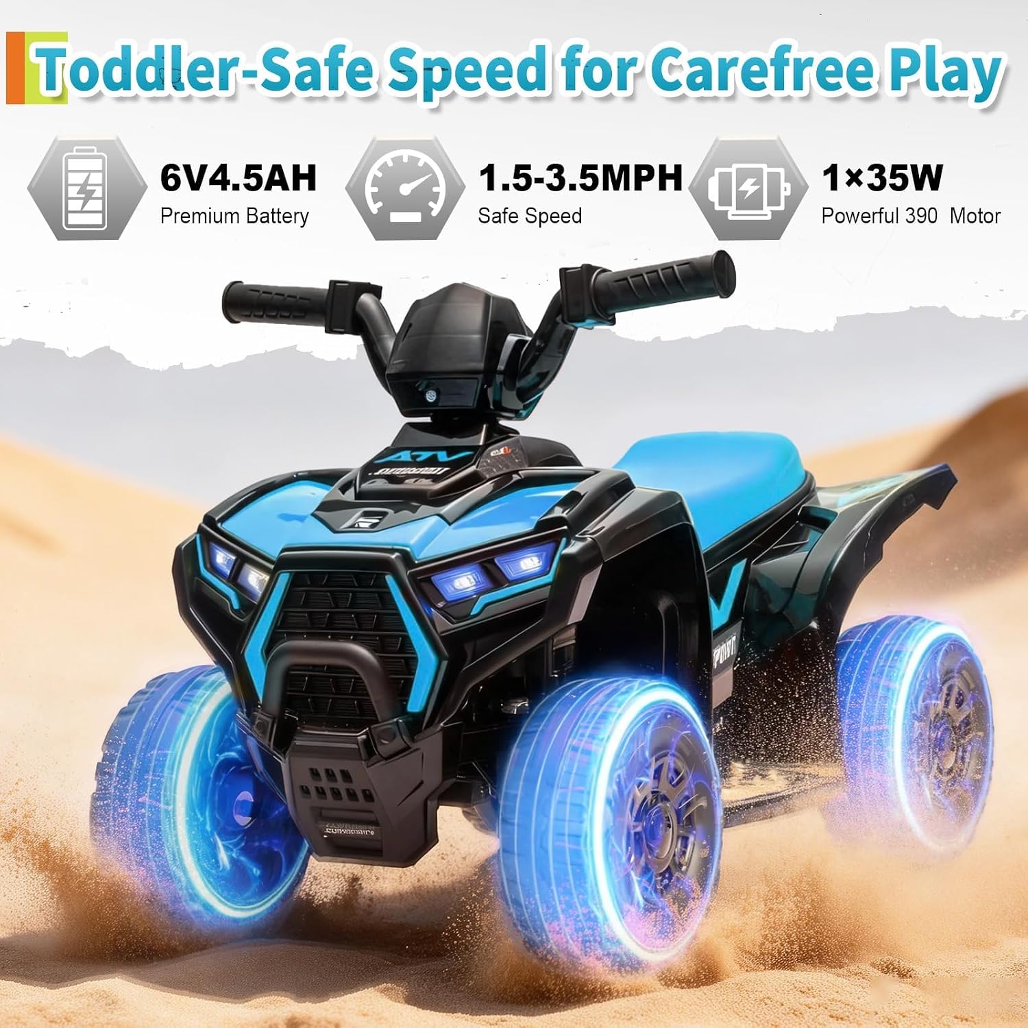 6V Blue Kids Ride‑On ATV Quad, - Kids Toys Quad review and price